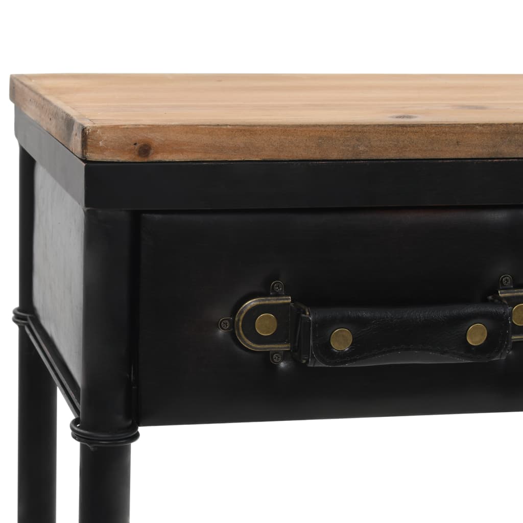 vidaXL Console Table with Castors 39.4"x13"x31.5" Solid Wood Fir-3