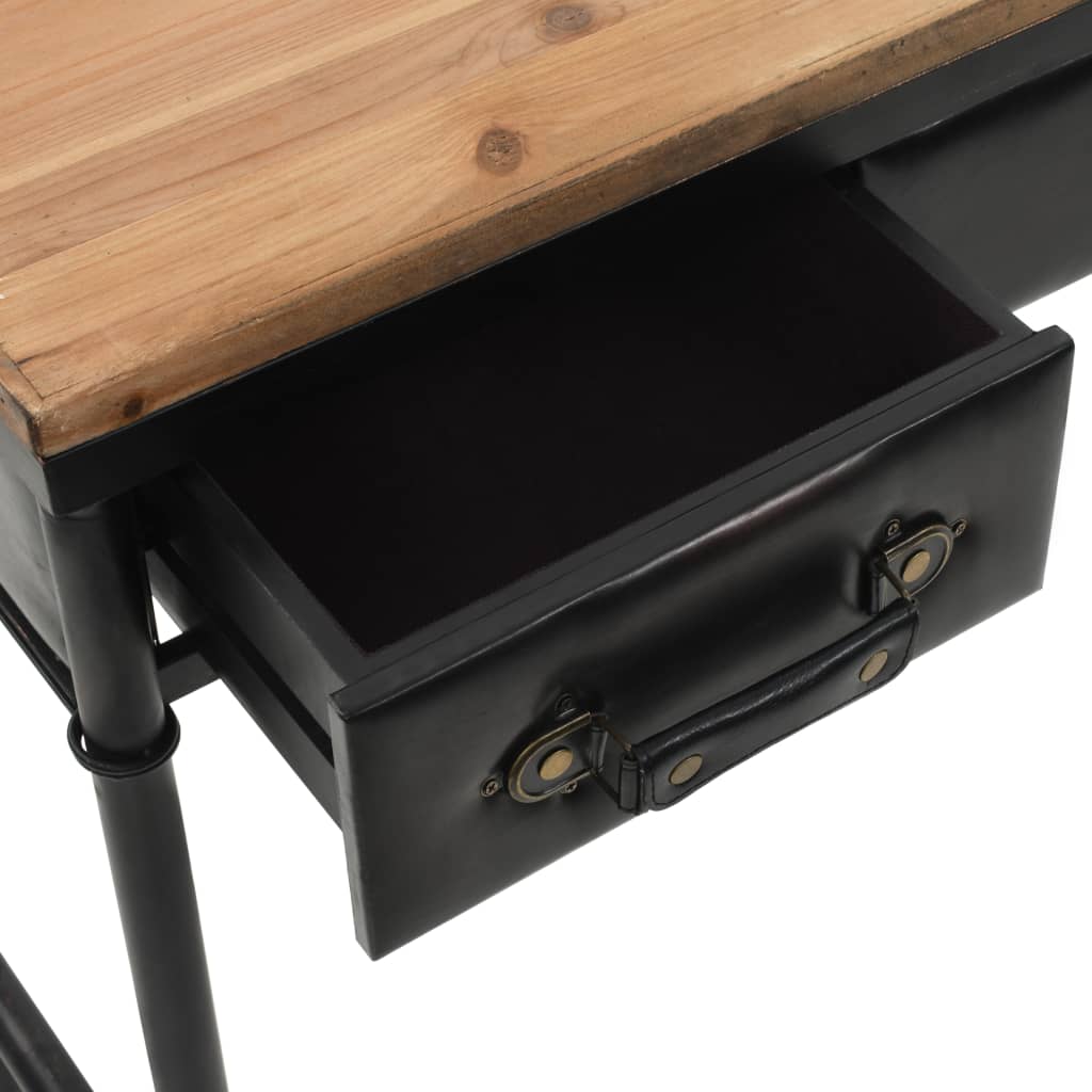 vidaXL Console Table with Castors 39.4"x13"x31.5" Solid Wood Fir-4