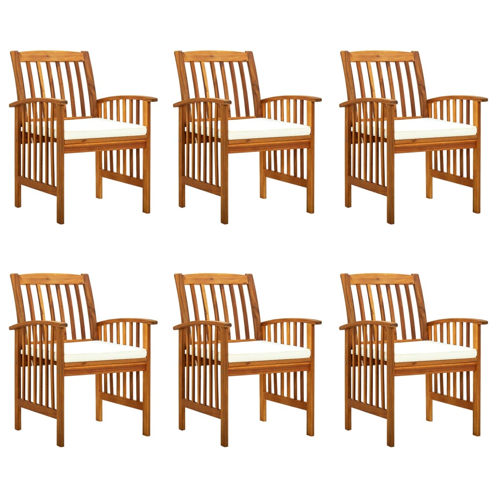 vidaXL Patio Dining Chairs Outdoor Patio Chair with Cushions Solid Wood Acacia-8