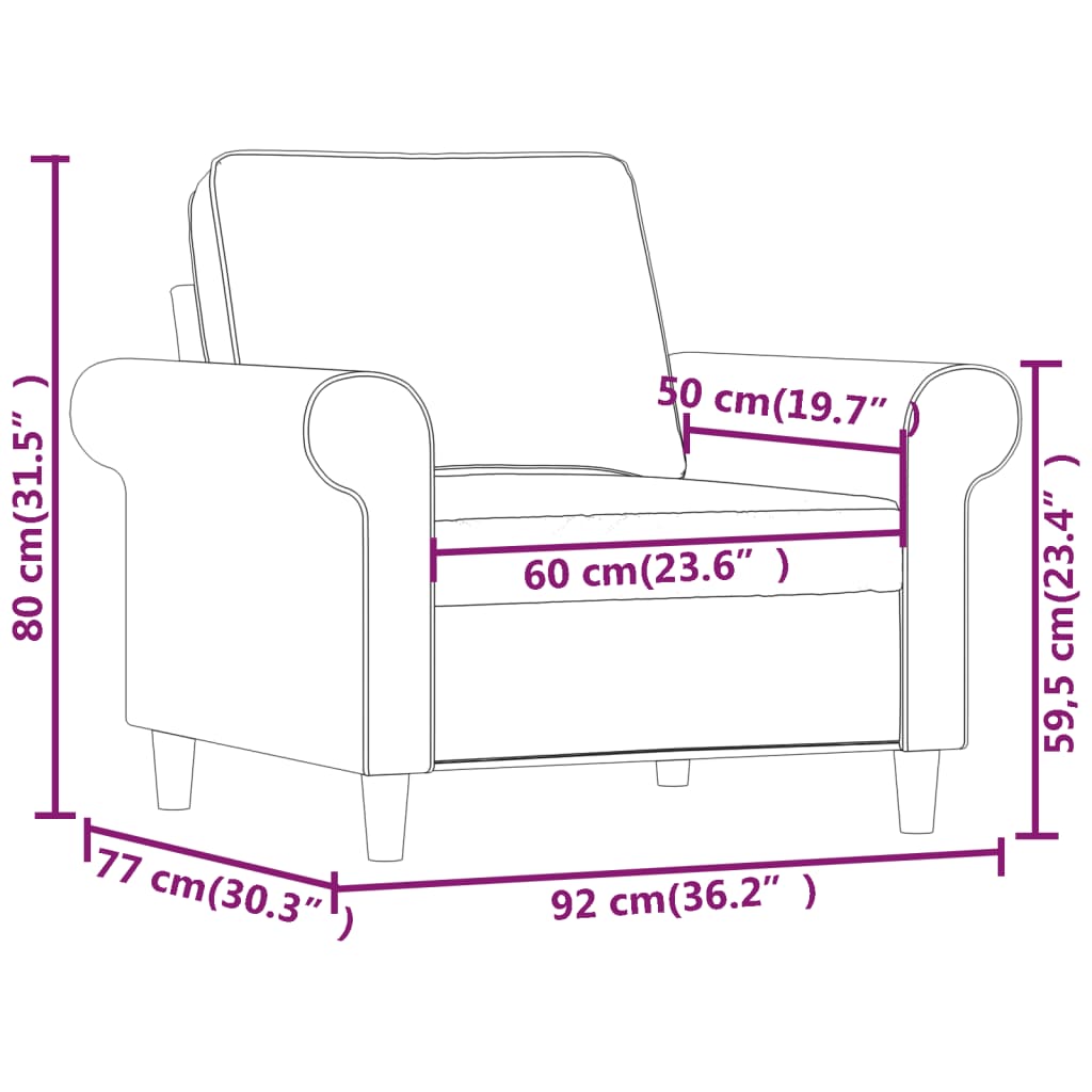 vidaXL Sofa Chair Living Room Accent Upholstered Chair with Armrest Fabric-34