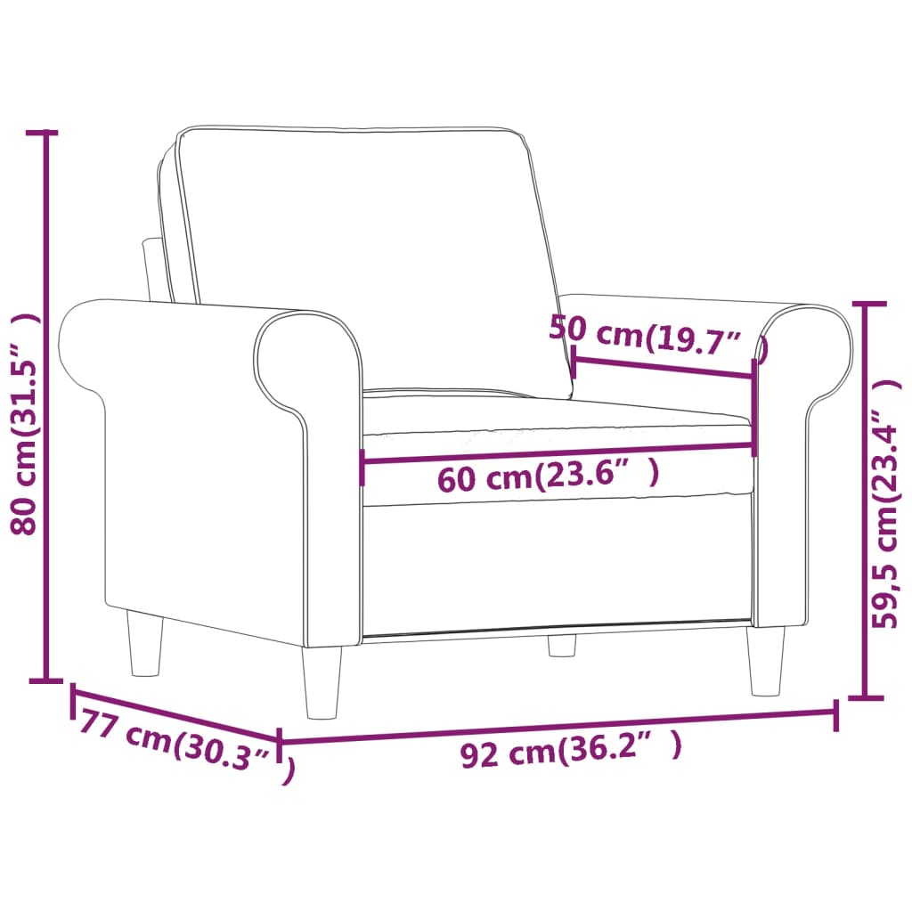 vidaXL Sofa Chair Living Room Accent Upholstered Chair with Armrest Fabric-47