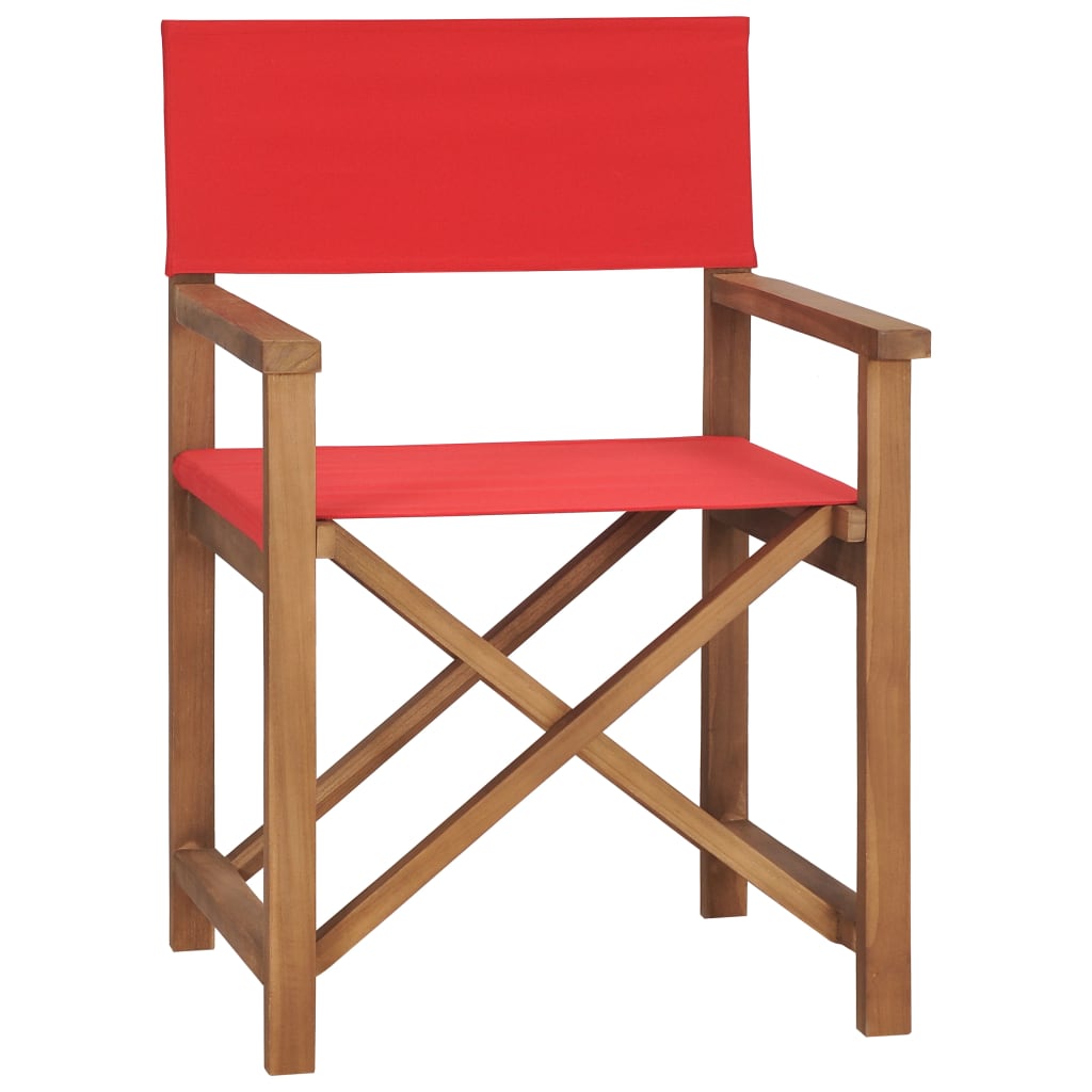 vidaXL Director's Chairs 2 pcs Solid Teak Wood Red-2