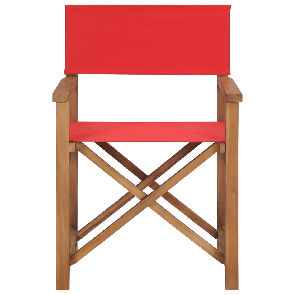 vidaXL Director's Chairs 2 pcs Solid Teak Wood Red-3