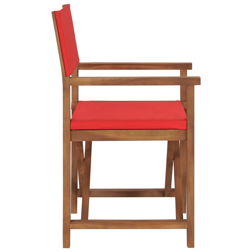 vidaXL Director's Chairs 2 pcs Solid Teak Wood Red-4