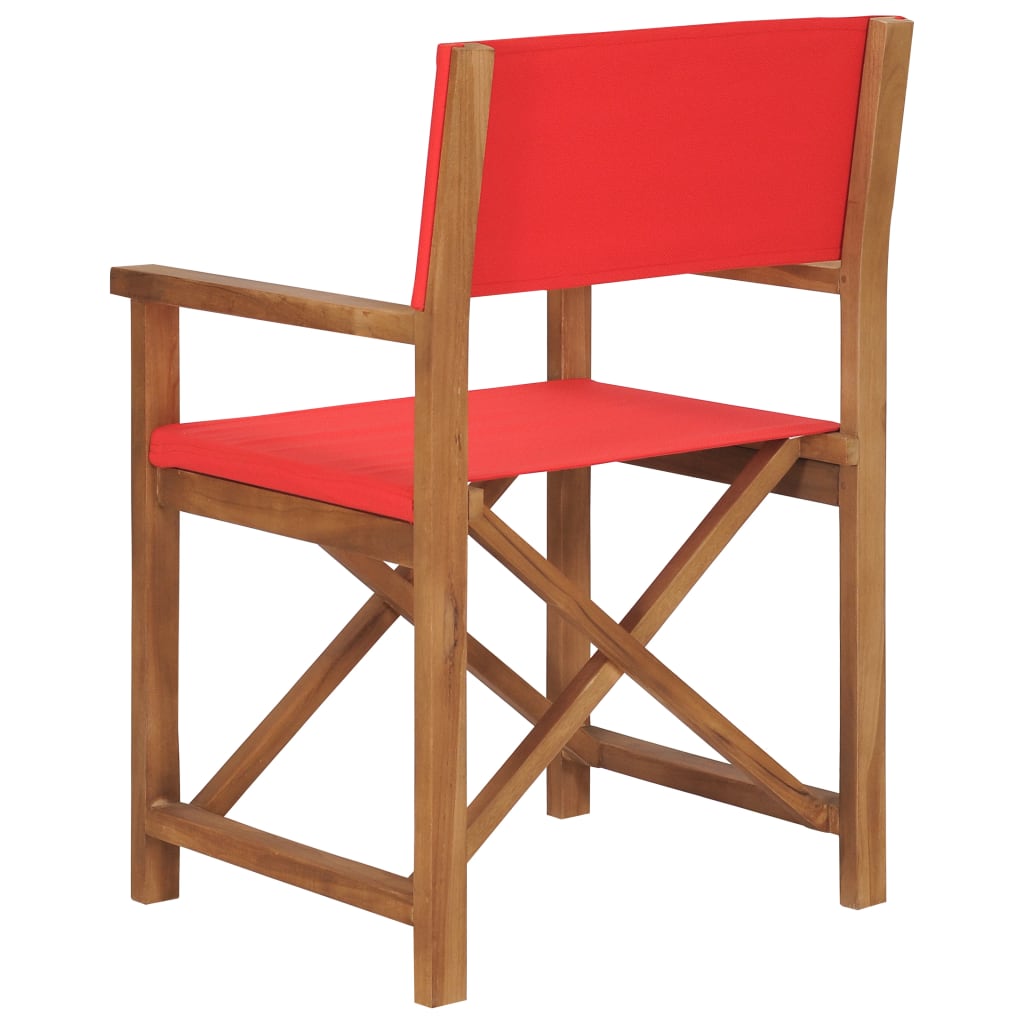 vidaXL Director's Chairs 2 pcs Solid Teak Wood Red-5