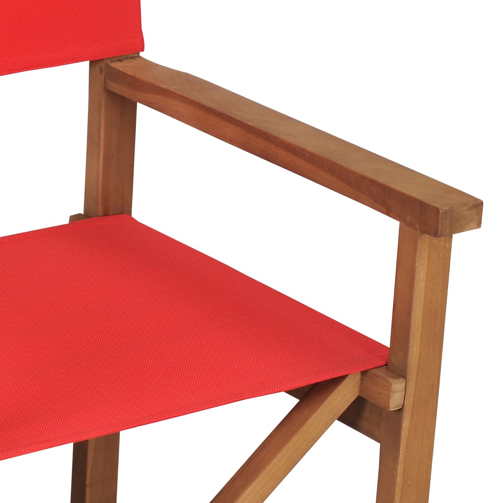 vidaXL Director's Chairs 2 pcs Solid Teak Wood Red-6