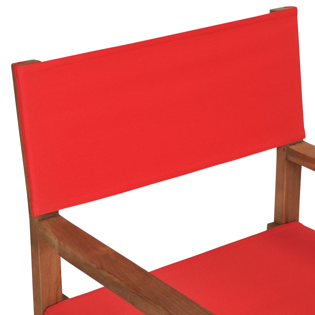 vidaXL Director's Chairs 2 pcs Solid Teak Wood Red-7