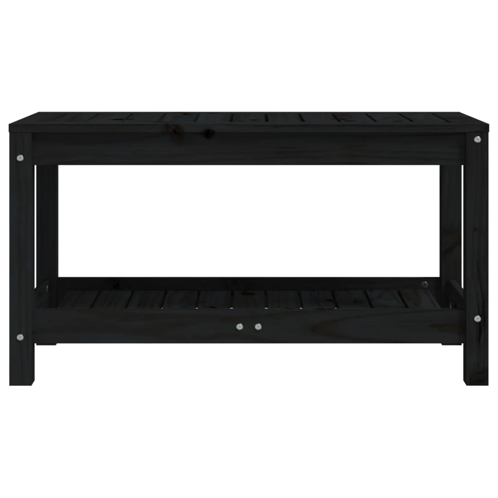 vidaXL Patio Bench Outdoor Bench with Storage Shelf Black Solid Wood Pine-6
