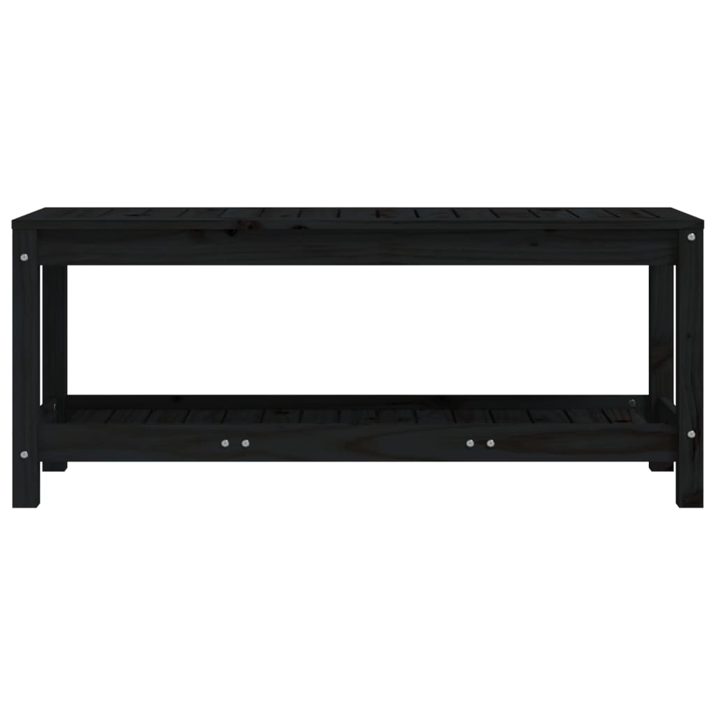 vidaXL Patio Bench Outdoor Bench with Storage Shelf Black Solid Wood Pine-11