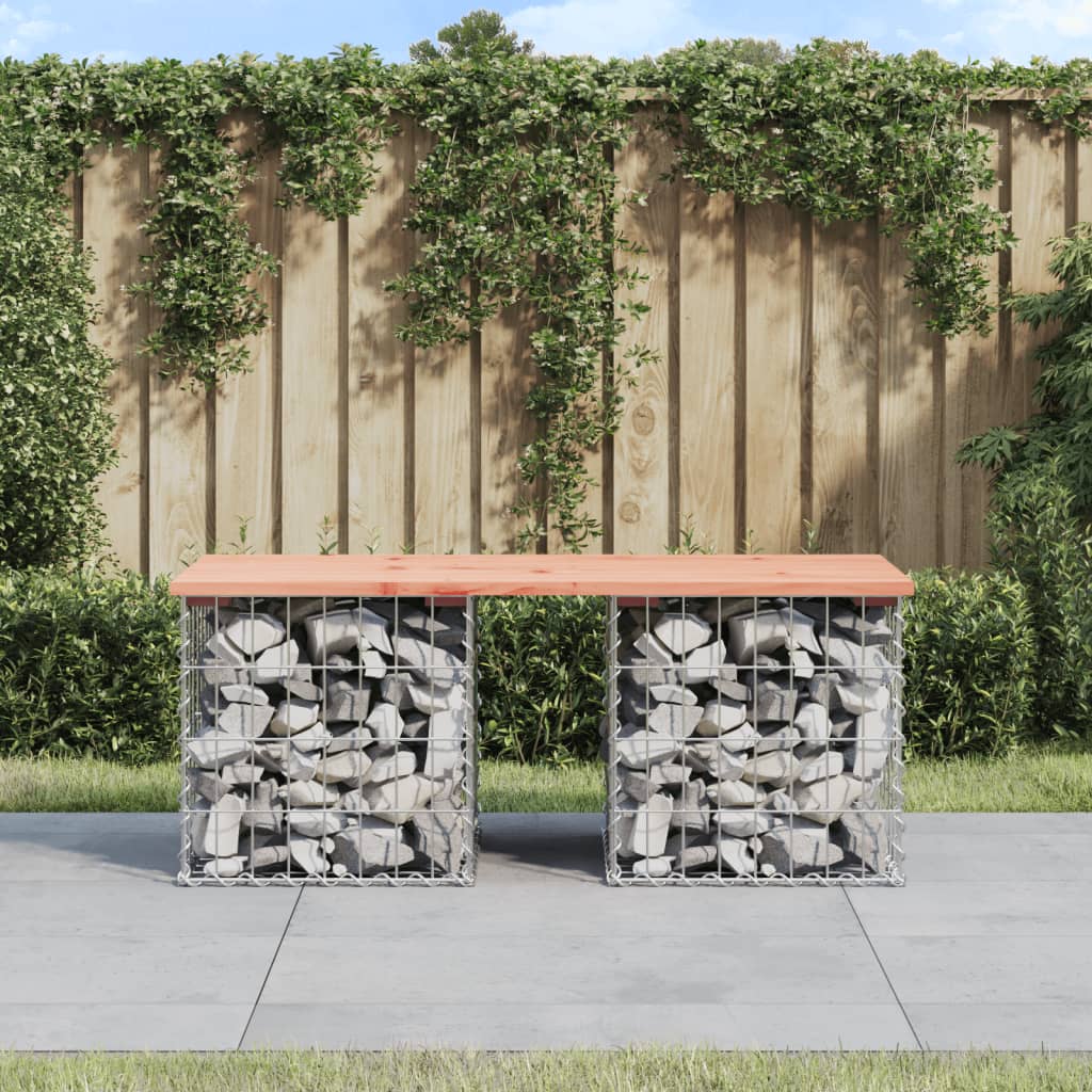 vidaXL Patio Bench Outdoor Park Bench Seating Gabion Design Solid Wood Pine-14