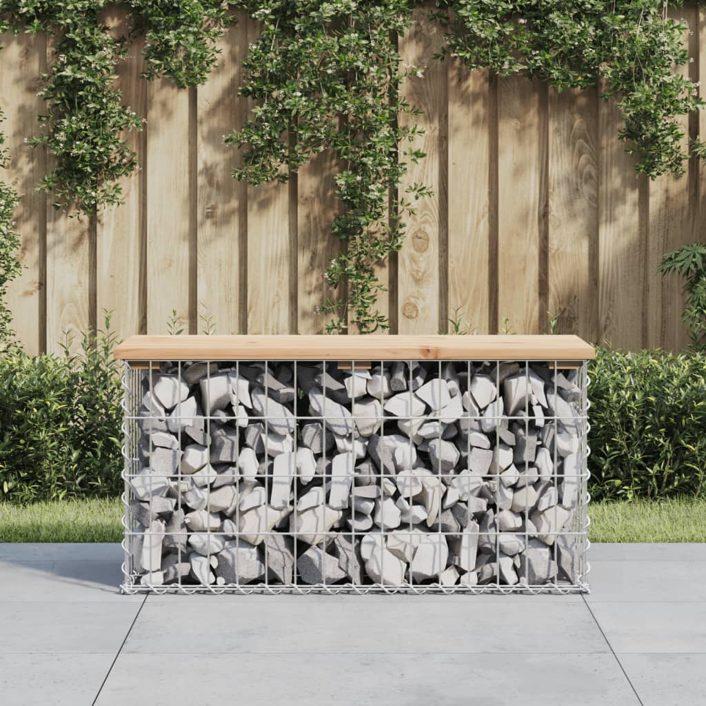 vidaXL Patio Bench Outdoor Park Bench Seating Gabion Design Solid Wood Pine-51