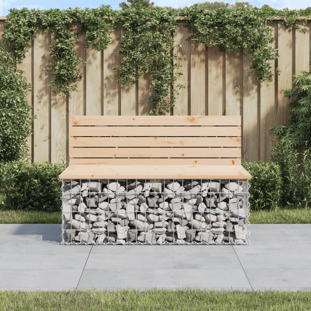 vidaXL Patio Bench Outdoor Park Bench Seating Gabion Design Solid Wood Pine-18