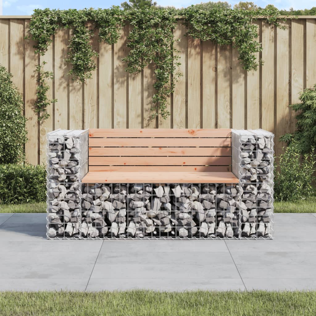 vidaXL Patio Bench Outdoor Park Bench Seating Gabion Design Solid Wood Pine-51
