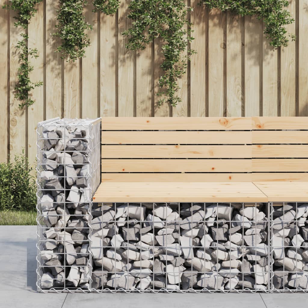 vidaXL Patio Bench Outdoor Park Bench Seating Gabion Design Solid Wood Pine-39