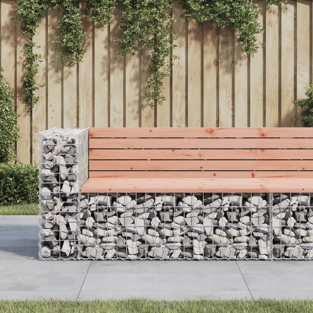 vidaXL Patio Bench Outdoor Park Bench Seating Gabion Design Solid Wood Pine-16