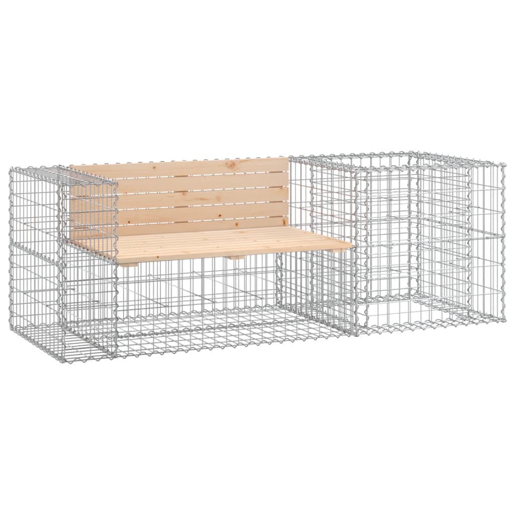 vidaXL Patio Bench with Gabion Basket Park Garden Outdoor Seating Solid Wood-0