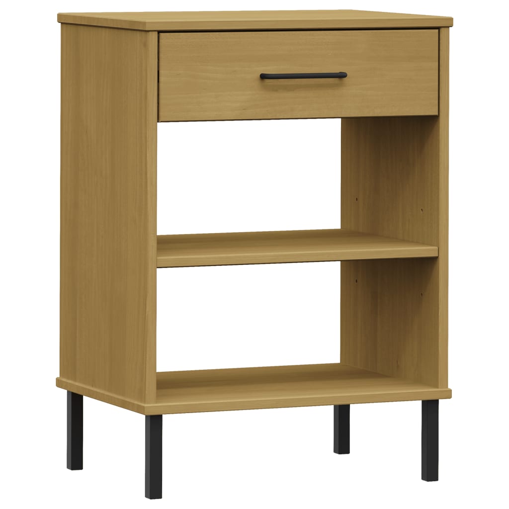 vidaXL Console Cabinet Buffet Storage with Metal Legs Solid Wood Pine OSLO-0