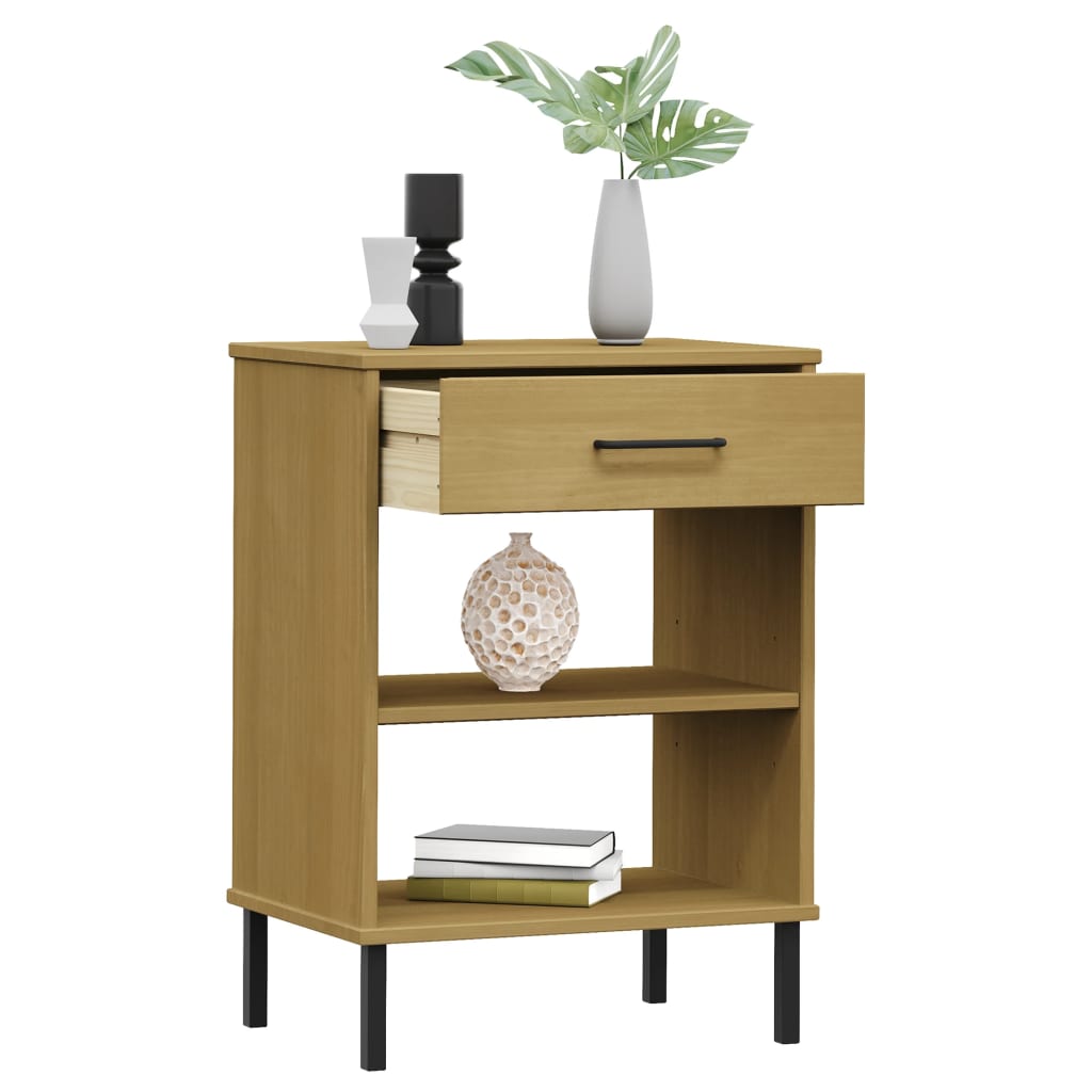 vidaXL Console Cabinet Buffet Storage with Metal Legs Solid Wood Pine OSLO-24