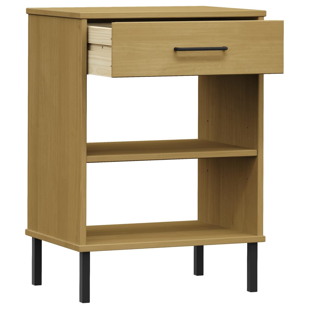 vidaXL Console Cabinet Buffet Storage with Metal Legs Solid Wood Pine OSLO-2
