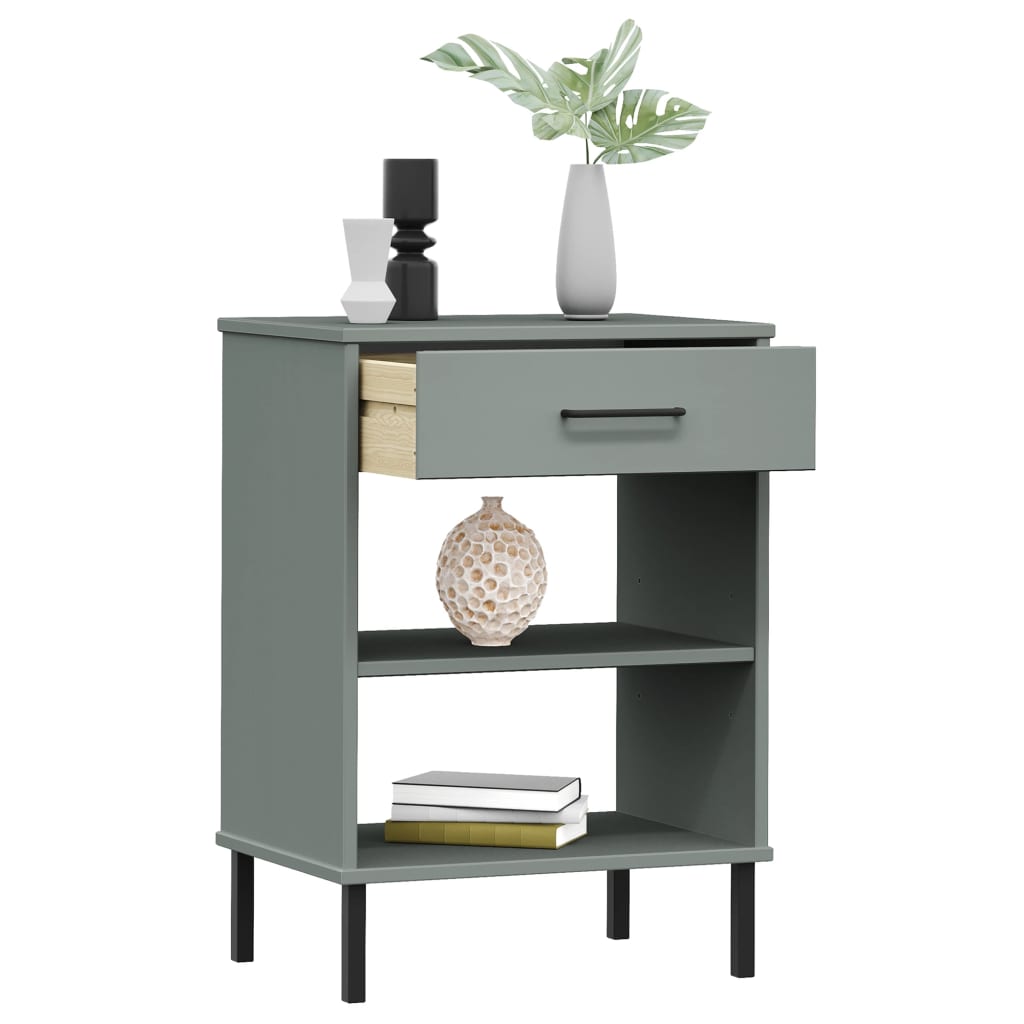 vidaXL Console Cabinet Buffet Storage with Metal Legs Solid Wood Pine OSLO-14