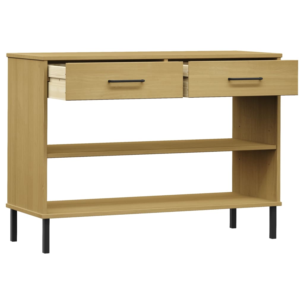 vidaXL Console Cabinet Buffet Storage with Metal Legs Solid Wood Pine OSLO-26