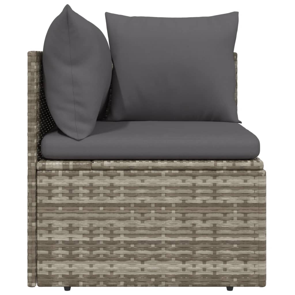 vidaXL Patio Corner Sofa with Cushion Gray 22.4"x22.4"x22" Poly Rattan-6