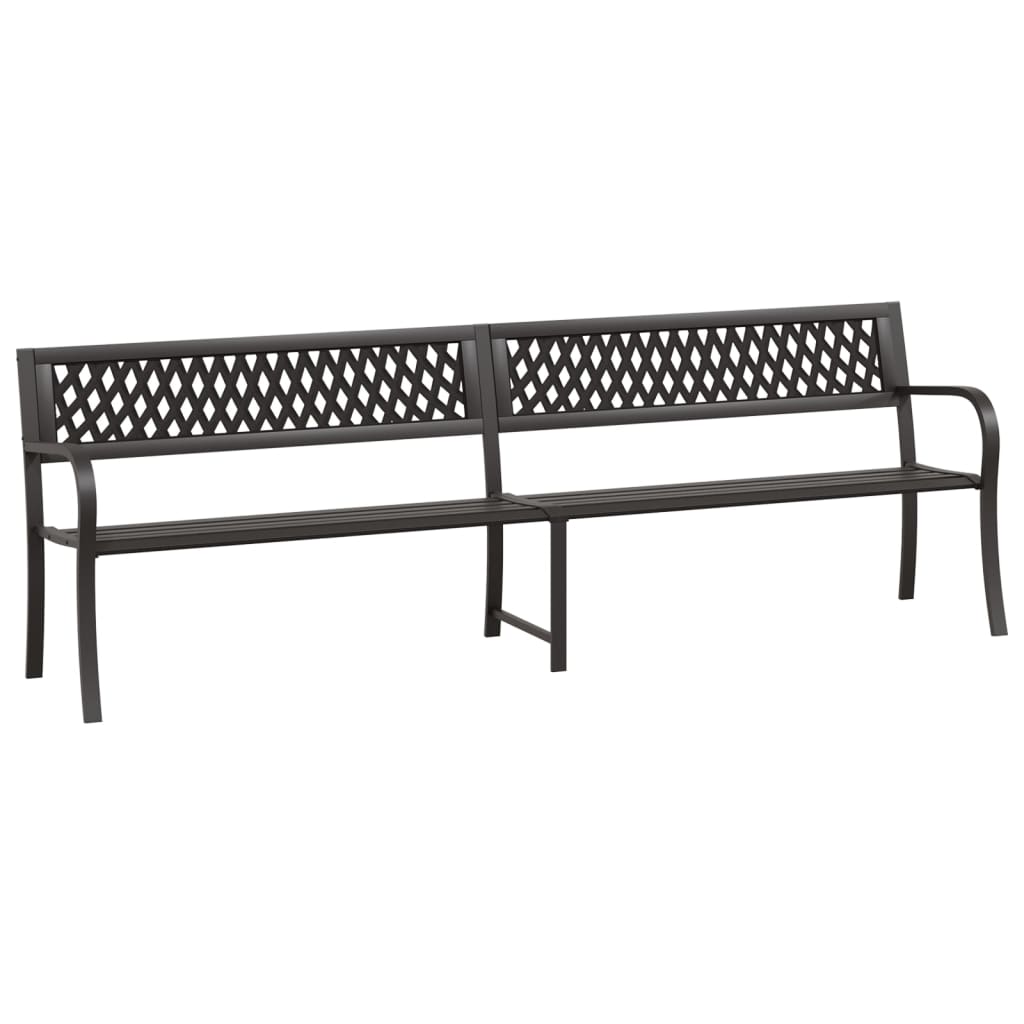 vidaXL Outdoor Patio Bench Park Outdoor Garden Bench with Armrests Black Steel-0