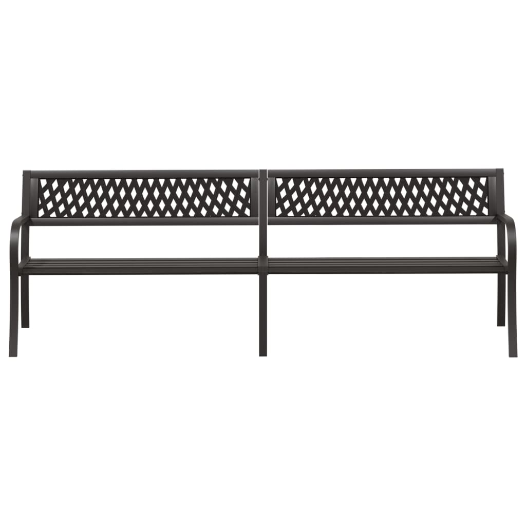 vidaXL Outdoor Patio Bench Park Outdoor Garden Bench with Armrests Black Steel-6