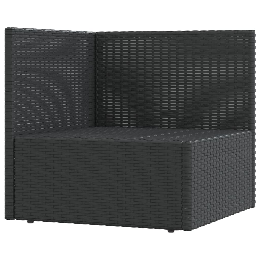 vidaXL Patio Corner Sofa with Cushions Black Poly Rattan-1