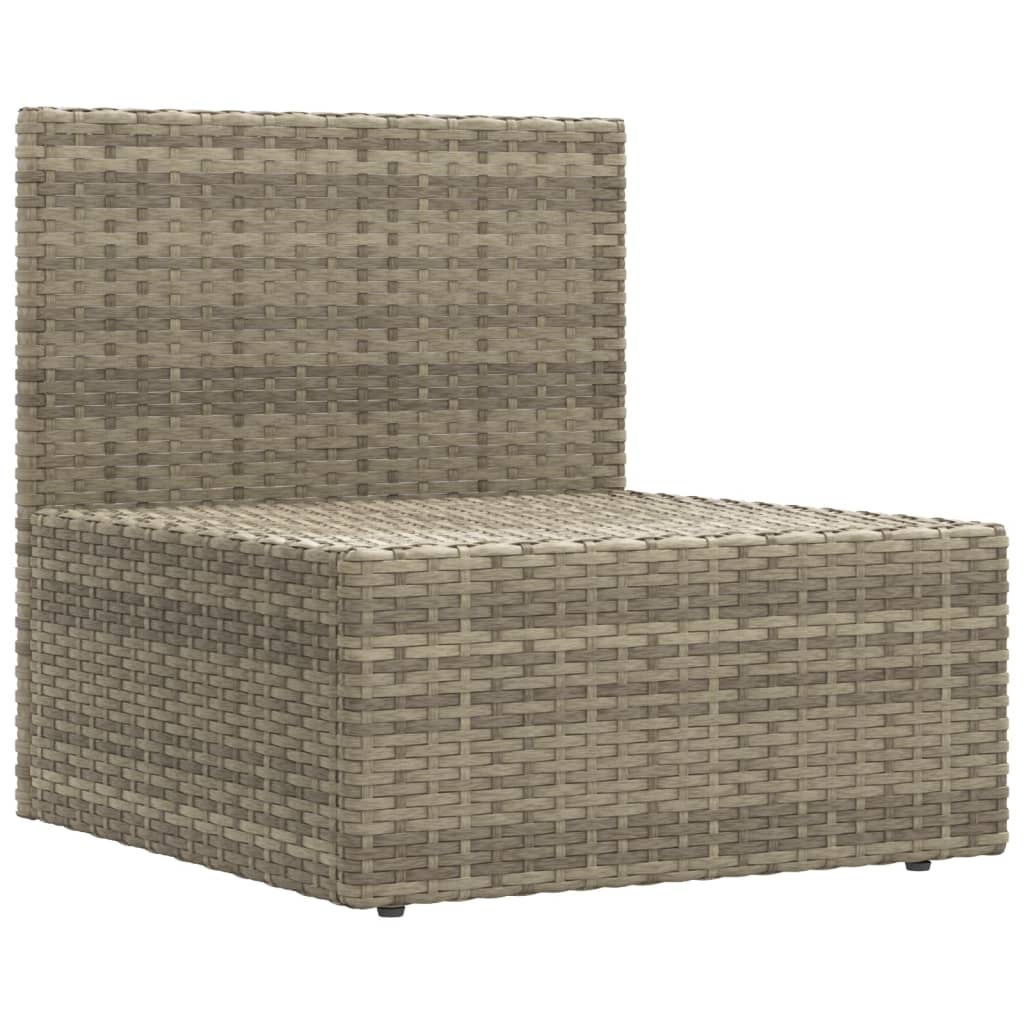 vidaXL Patio Middle Sofa with Cushions Gray Poly Rattan-1