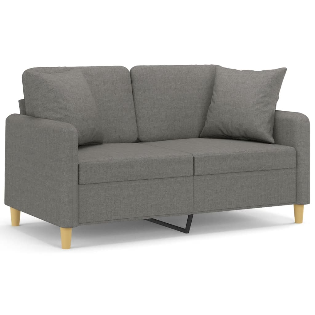 vidaXL 2-Seater Sofa with Pillows&Cushions Dark Gray 55.1" Fabric-39