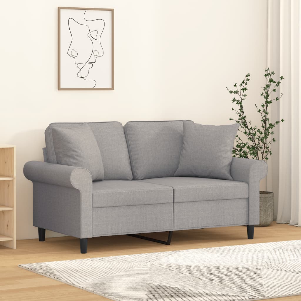 vidaXL 2-Seater Sofa with Pillows&Cushions Dark Gray 55.1" Fabric-16