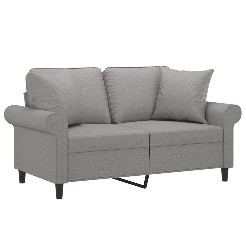 vidaXL 2-Seater Sofa with Pillows&Cushions Dark Gray 55.1" Fabric-13