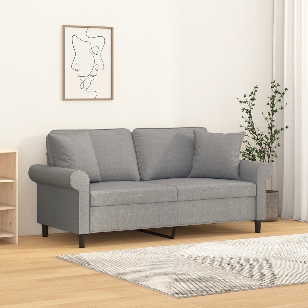 vidaXL 2-Seater Sofa with Pillows&Cushions Dark Gray 55.1" Fabric-34