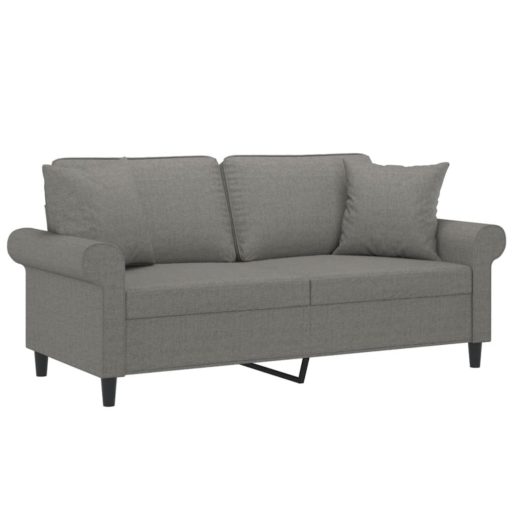 vidaXL 2-Seater Sofa with Pillows&Cushions Dark Gray 55.1" Fabric-2
