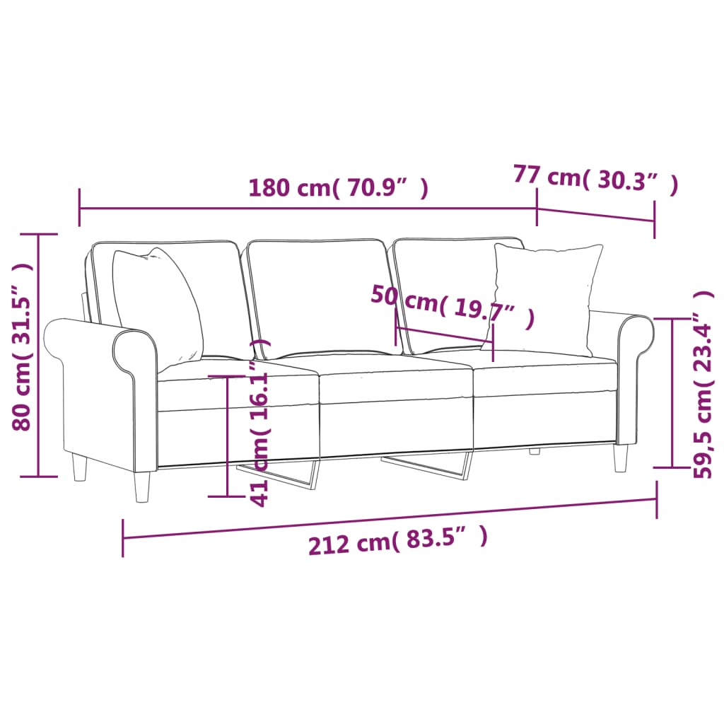vidaXL 2-Seater Sofa with Pillows&Cushions Dark Gray 55.1" Fabric-23