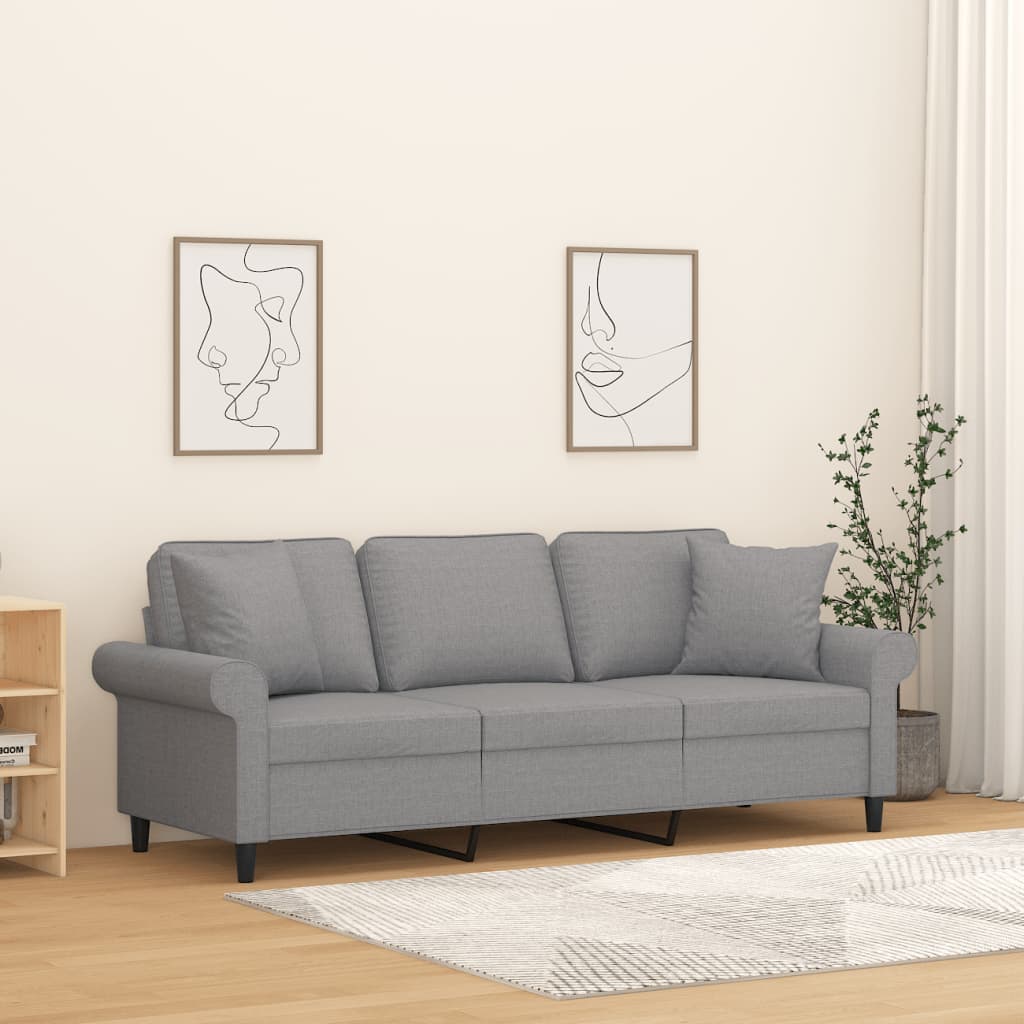 vidaXL 2-Seater Sofa with Pillows&Cushions Dark Gray 55.1" Fabric-19