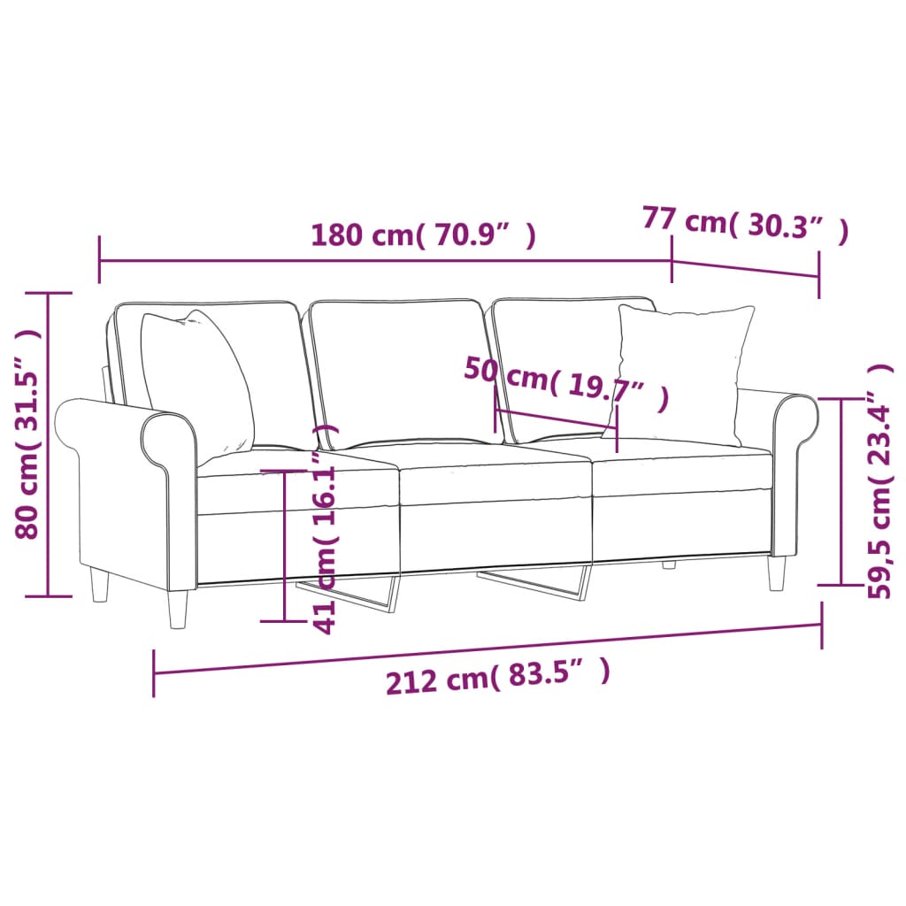 vidaXL 2-Seater Sofa with Pillows&Cushions Dark Gray 55.1" Fabric-9