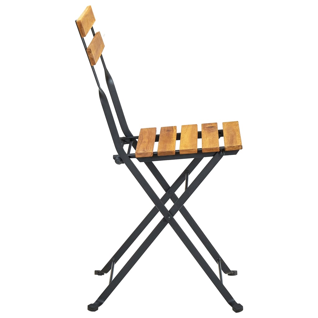 vidaXL Patio Folding Chairs Bistro Foldable Chair Steel and Solid Wood Acacia-50