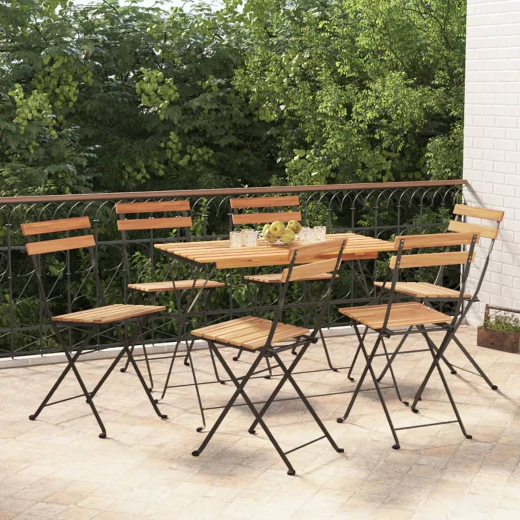 vidaXL Chair Folding Chair Outdoor Patio Furniture Solid Wood Teak and Steel-7