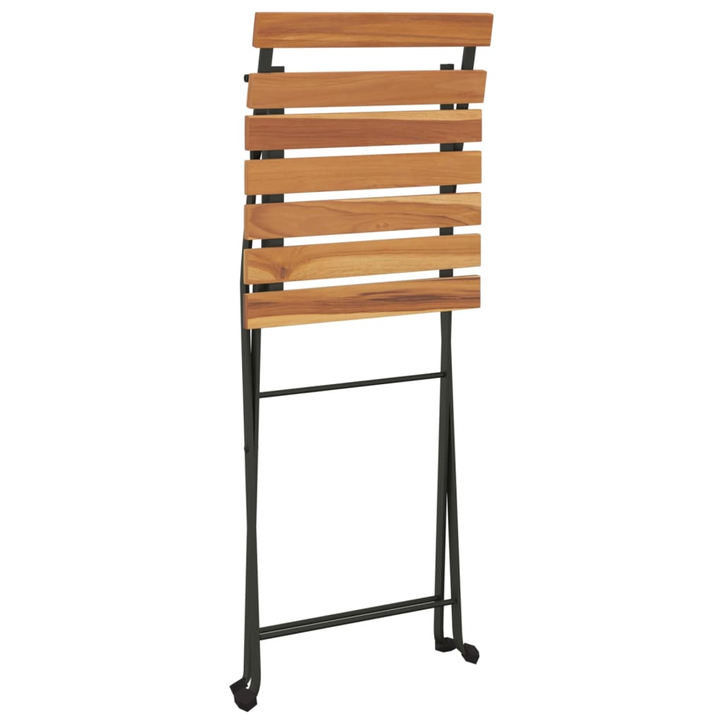 vidaXL Chair Folding Chair Outdoor Patio Furniture Solid Wood Teak and Steel-3