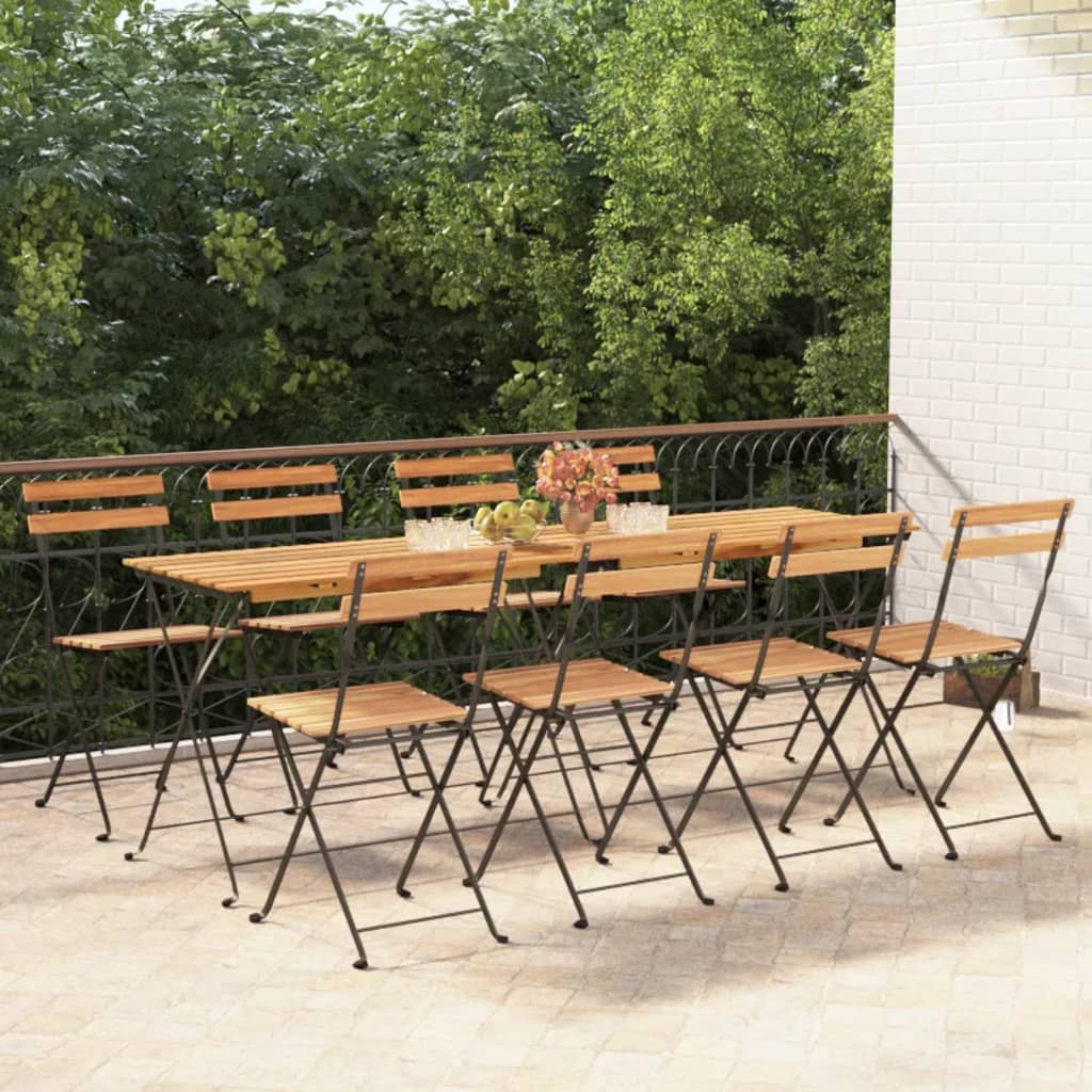 vidaXL Chair Folding Chair Outdoor Patio Furniture Solid Wood Teak and Steel-8