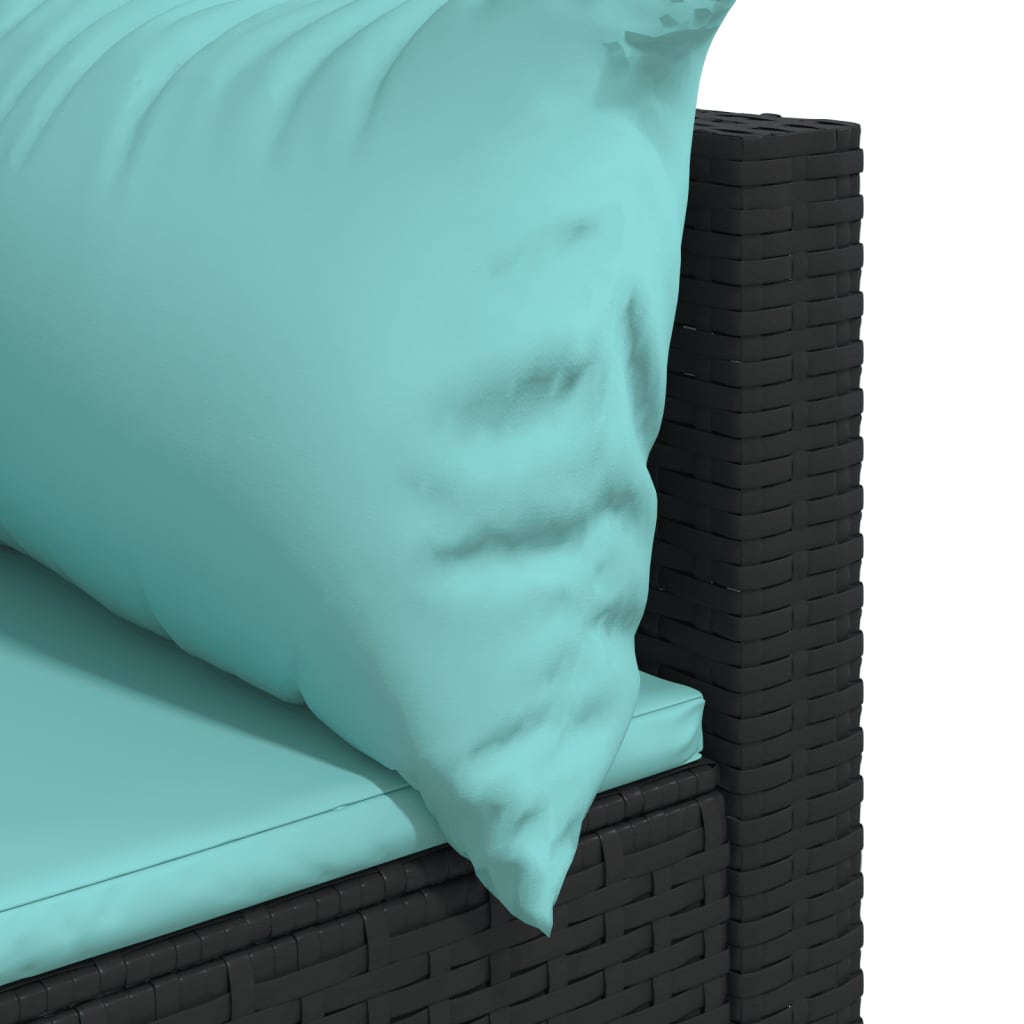 vidaXL Patio Corner Sofa with Cushions Black Poly Rattan-4
