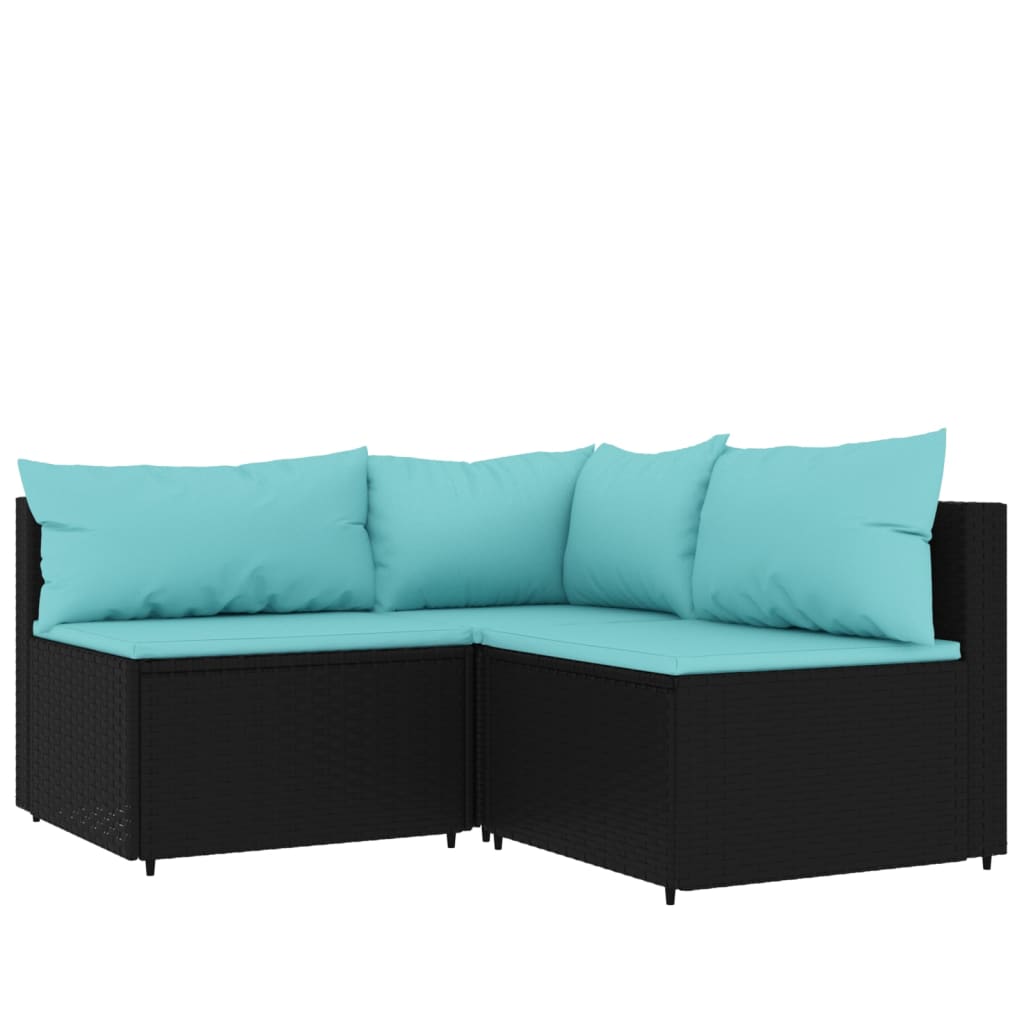 vidaXL 4 Piece Patio Lounge Set with Cushions Black Poly Rattan-1