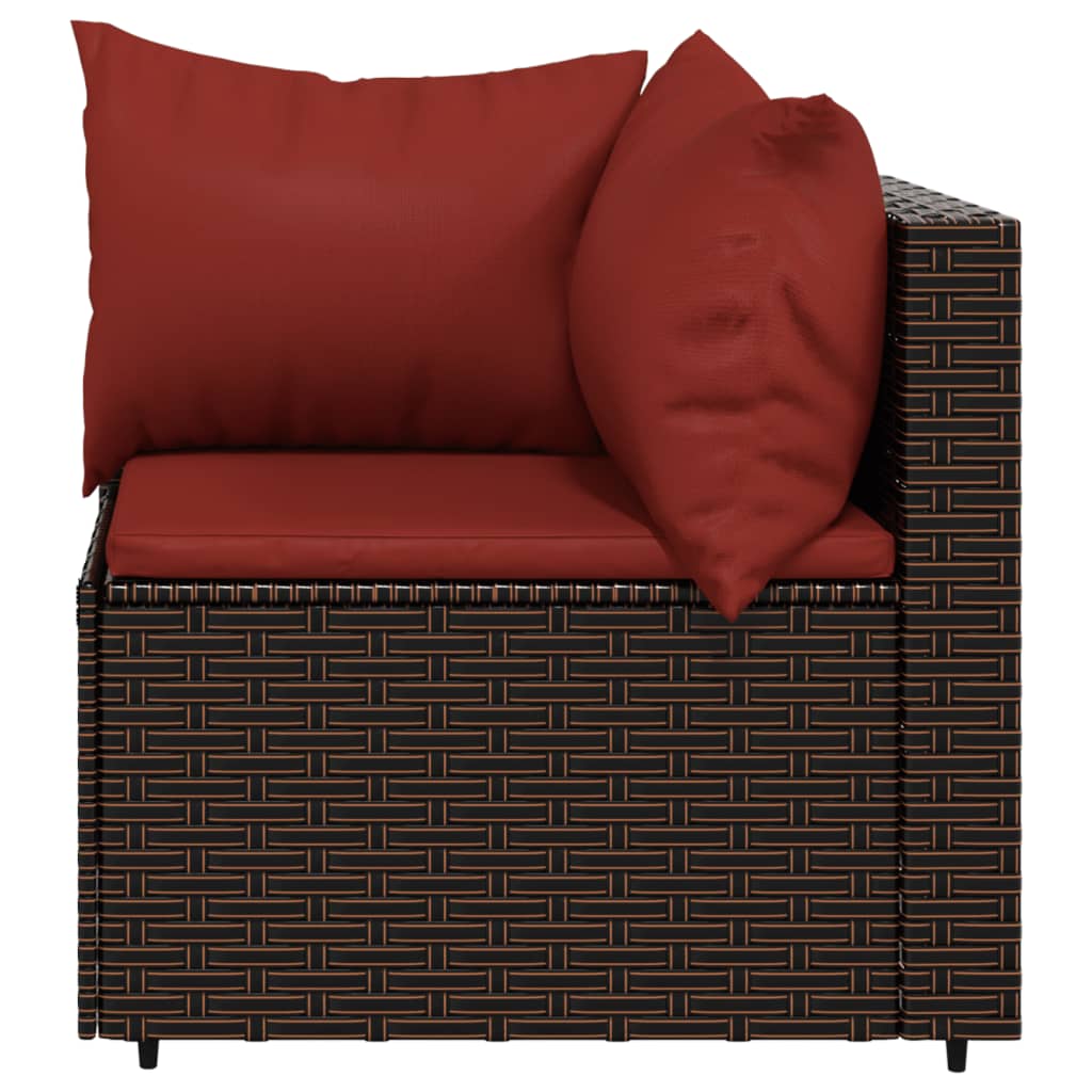 vidaXL Patio Corner Sofa with Cushions Brown Poly Rattan-2