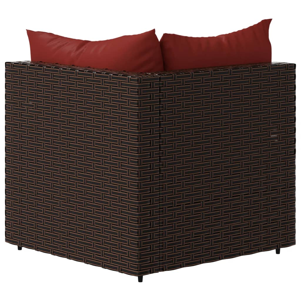vidaXL Patio Corner Sofa with Cushions Brown Poly Rattan-3