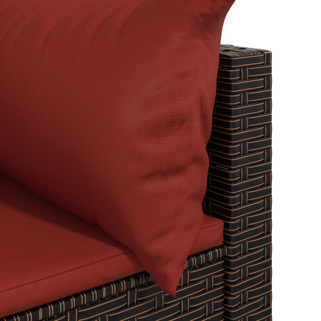 vidaXL Patio Corner Sofa with Cushions Brown Poly Rattan-4