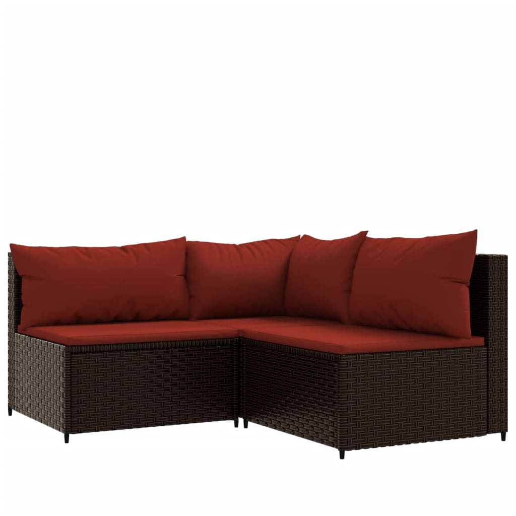 vidaXL 4 Piece Patio Lounge Set with Cushions Brown Poly Rattan-1