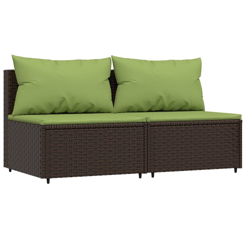 vidaXL 3 Piece Patio Lounge Set with Cushions Brown Poly Rattan-1