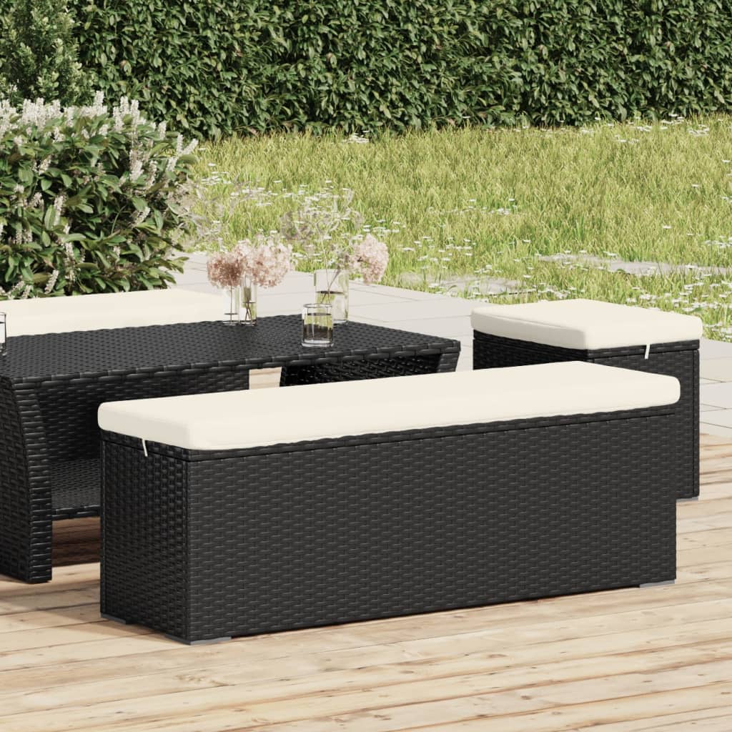 vidaXL Ottoman Bench with Cushion Outdoor Wicker Dining Bench Poly Rattan-4